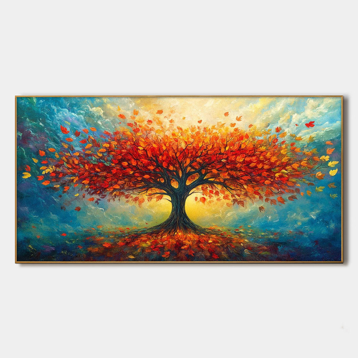 Autumn Fire: Original Textured Landscape Oil Painting - Fall Tree Wall Art