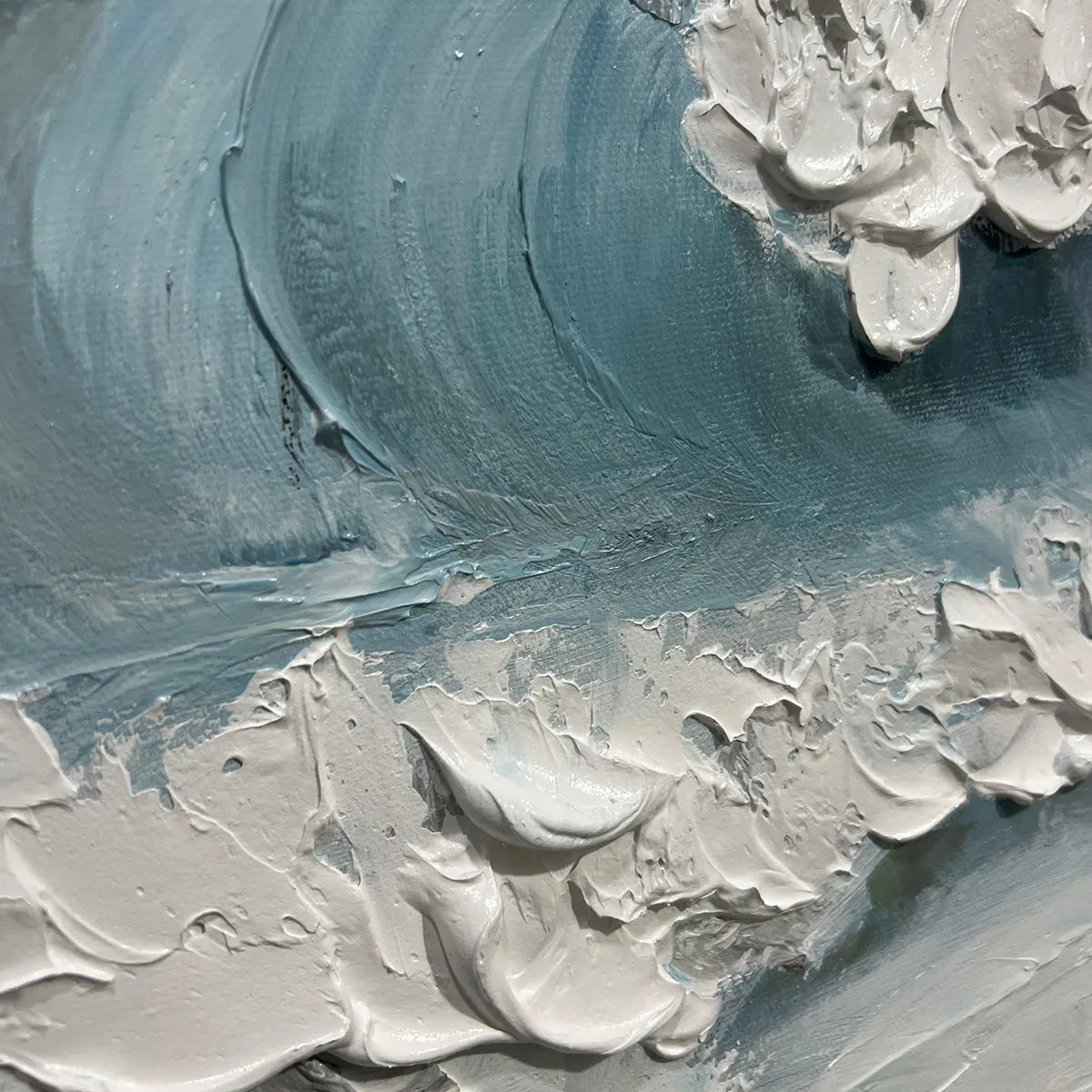 COASTAL SERENITY: Textured Ocean Waves Seascape Oil Painting