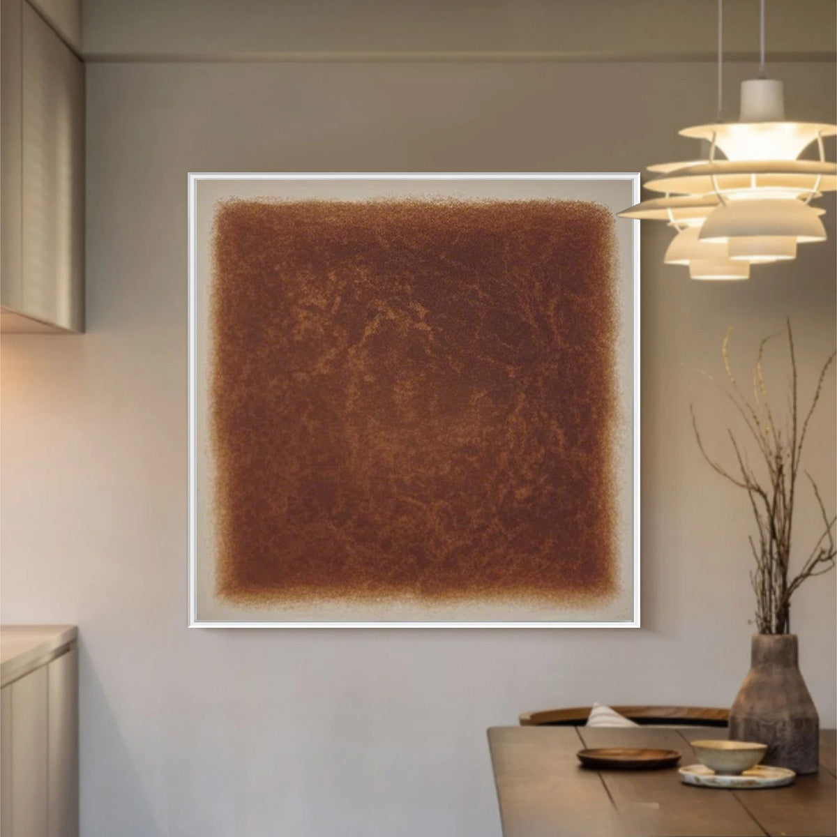 UMBRA Textured Abstract Square Brown Oil Painting
