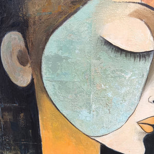 Ready to Ship |Unity in Contrast: Abstract Figurative Textured Oil Wall Art