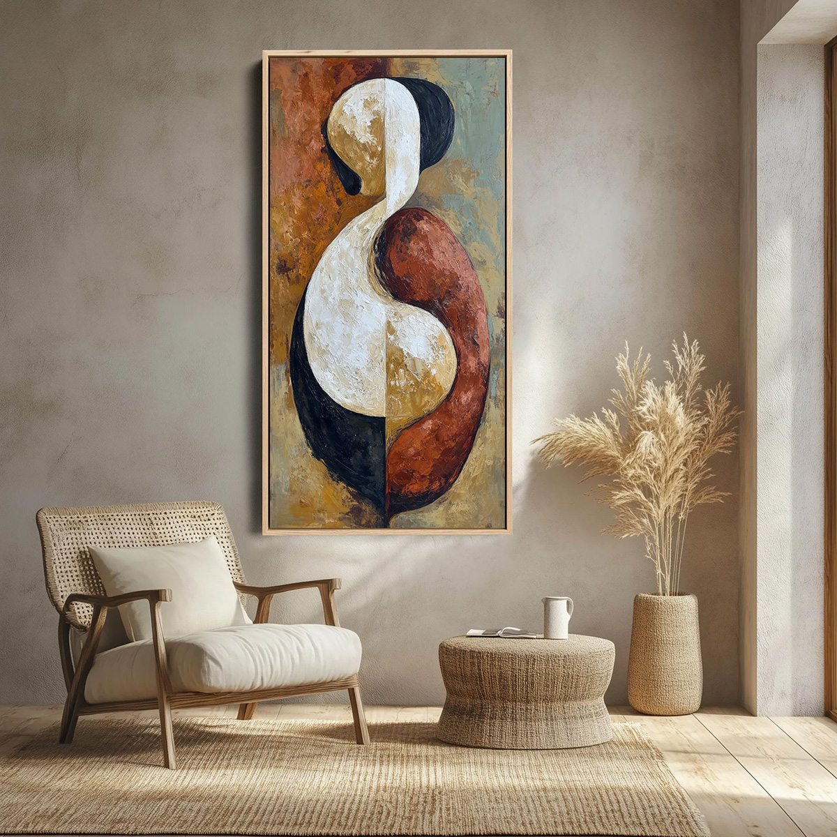 UNITY: Textured Abstract Figurative Oil Painting of Embracing Forms