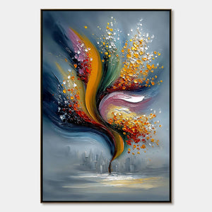 URBAN BLOOM: Textured Abstract Cityscape Palette Knife Painting