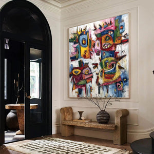URBAN CARNIVAL: Large Colorful Abstract Impasto Painting for Modern Decor