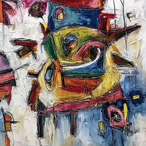 URBAN CARNIVAL: Large Colorful Abstract Impasto Painting for Modern Decor