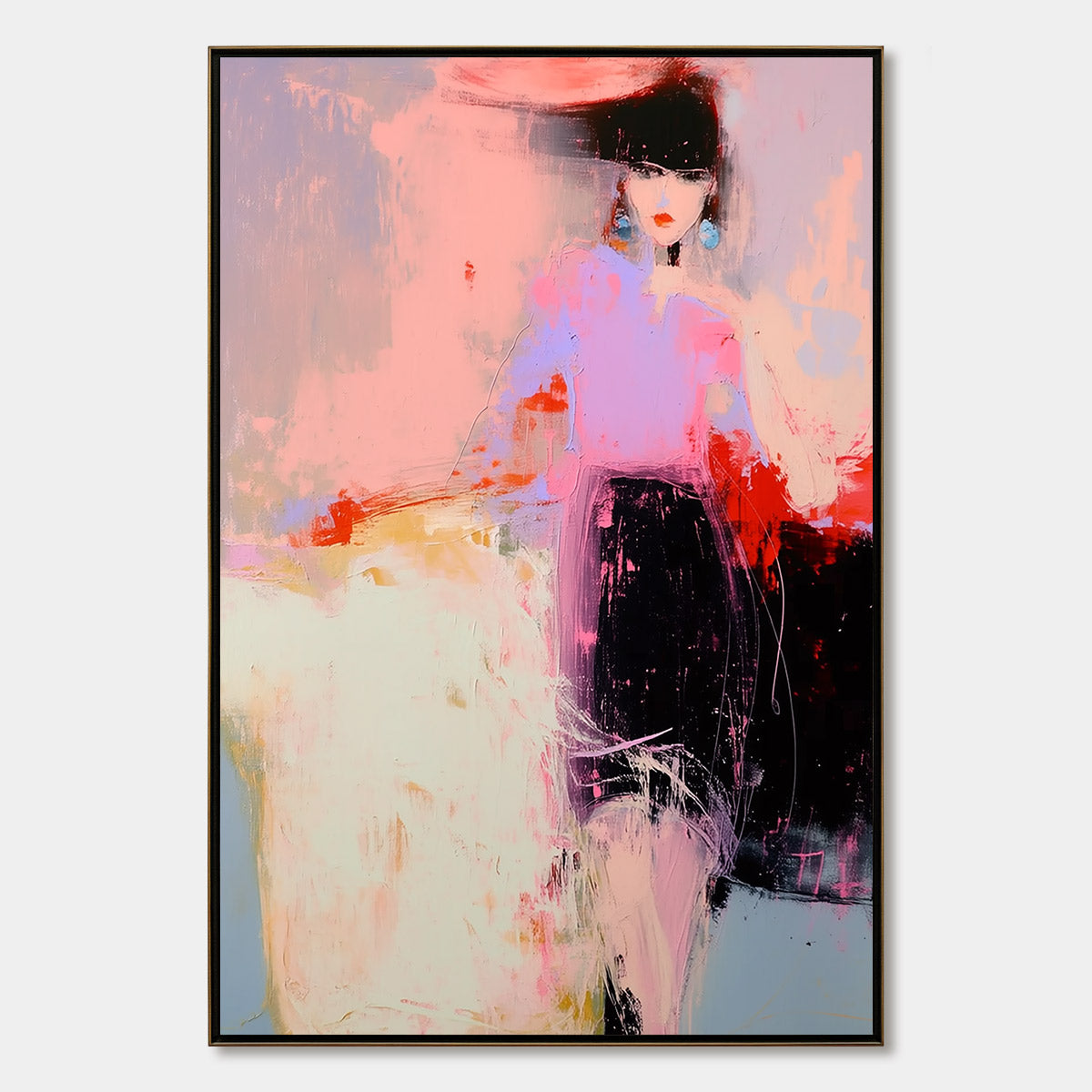 Urban Enigma Abstract Woman Portrait Oil Painting on Canvas