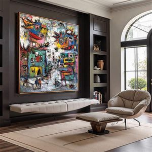 URBAN FANTASIA: Vibrant and Textured Abstract Cityscape Painting