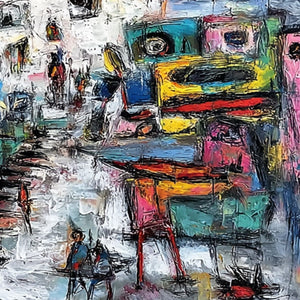 URBAN FANTASIA: Vibrant and Textured Abstract Cityscape Painting