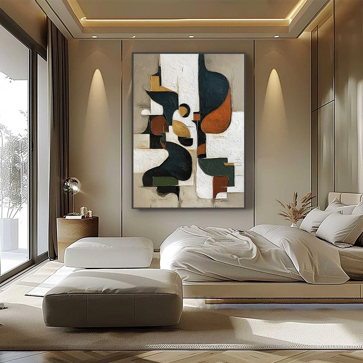 URBAN FRAGMENTS: Textured Vertical Abstract Painting for Modern Decor