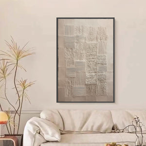 URBAN GRID: Textured Beige Minimalist Abstract Wabi Sabi Wall Art