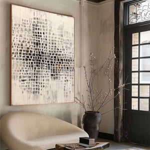 URBAN GRID: Textured Minimalist Abstract Painting for Modern Decor
