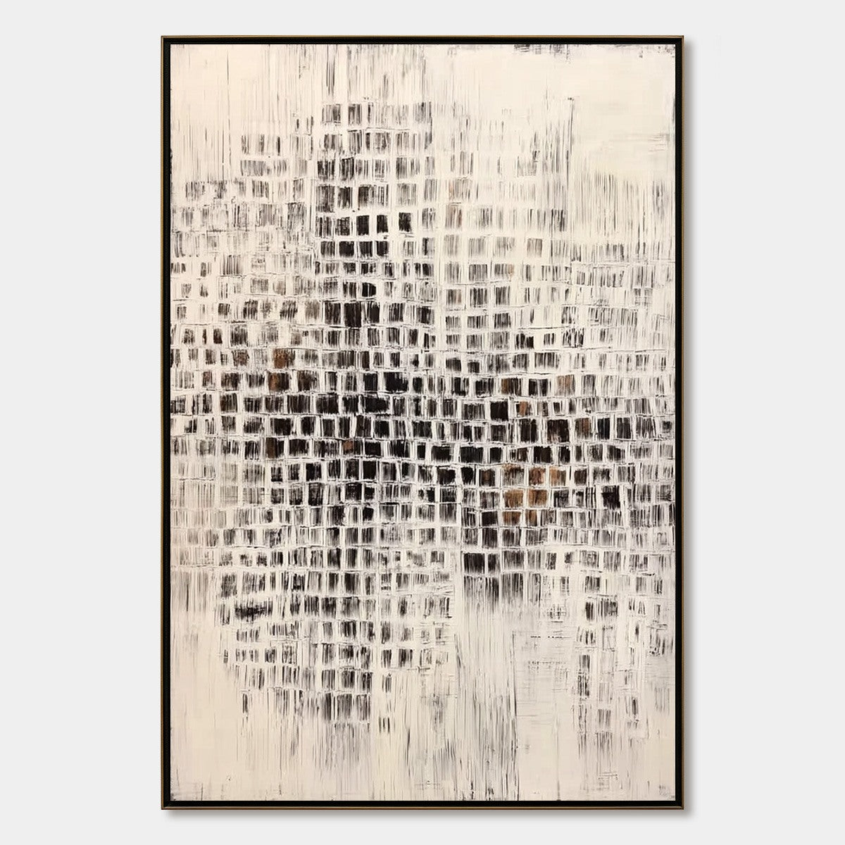 Urban Grid Textured Minimalist Abstract Oil Painting – MontCarta