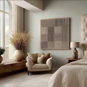 URBAN GRID: Textured Minimalist Abstract Painting in Neutral Tones