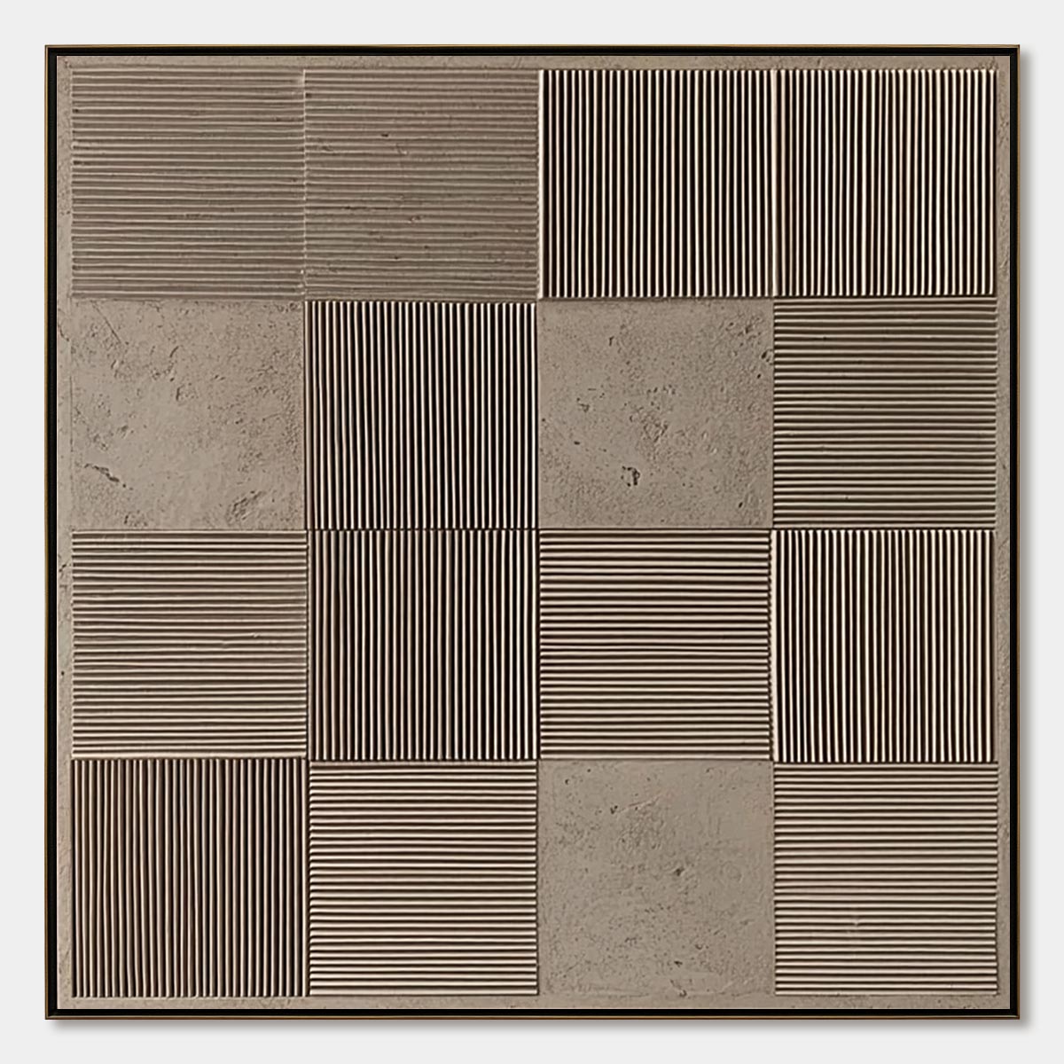 URBAN GRID: Textured Minimalist Abstract Painting in Neutral Tones