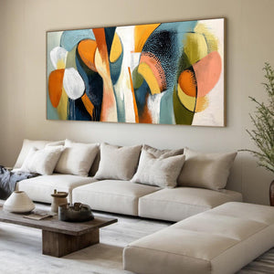 URBAN JUBILEE: Large Colorful Abstract Textured Oil Painting for Modern Decor