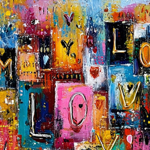 URBAN LOVE: Colorful Abstract Textured "Love" Word Art Painting