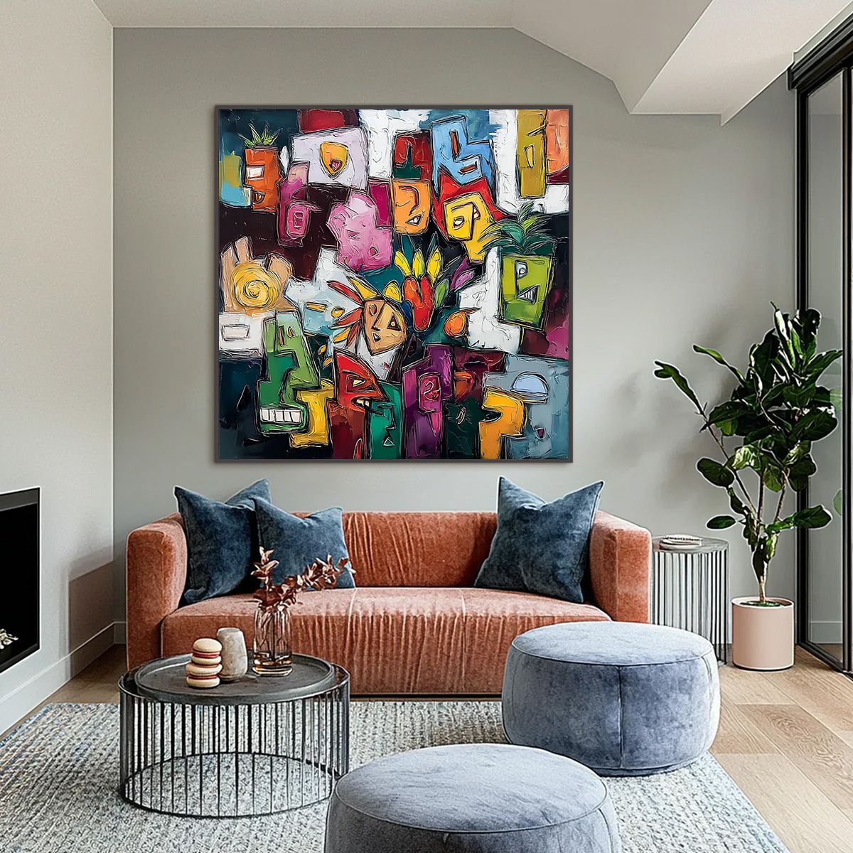 URBAN MOSAIC: Colorful Abstract People Painting with Heavy Texture