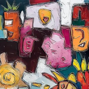 URBAN MOSAIC: Colorful Abstract People Painting with Heavy Texture