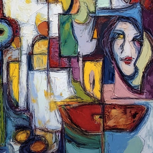 URBAN MOSAIC: Large Square Abstract Figurative Wall Art