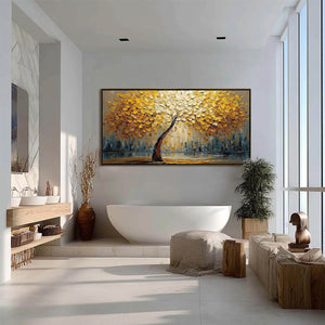 URBAN OASIS: Heavy Texture Palette Knife Cityscape Oil Painting