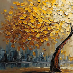 URBAN OASIS: Heavy Texture Palette Knife Cityscape Oil Painting