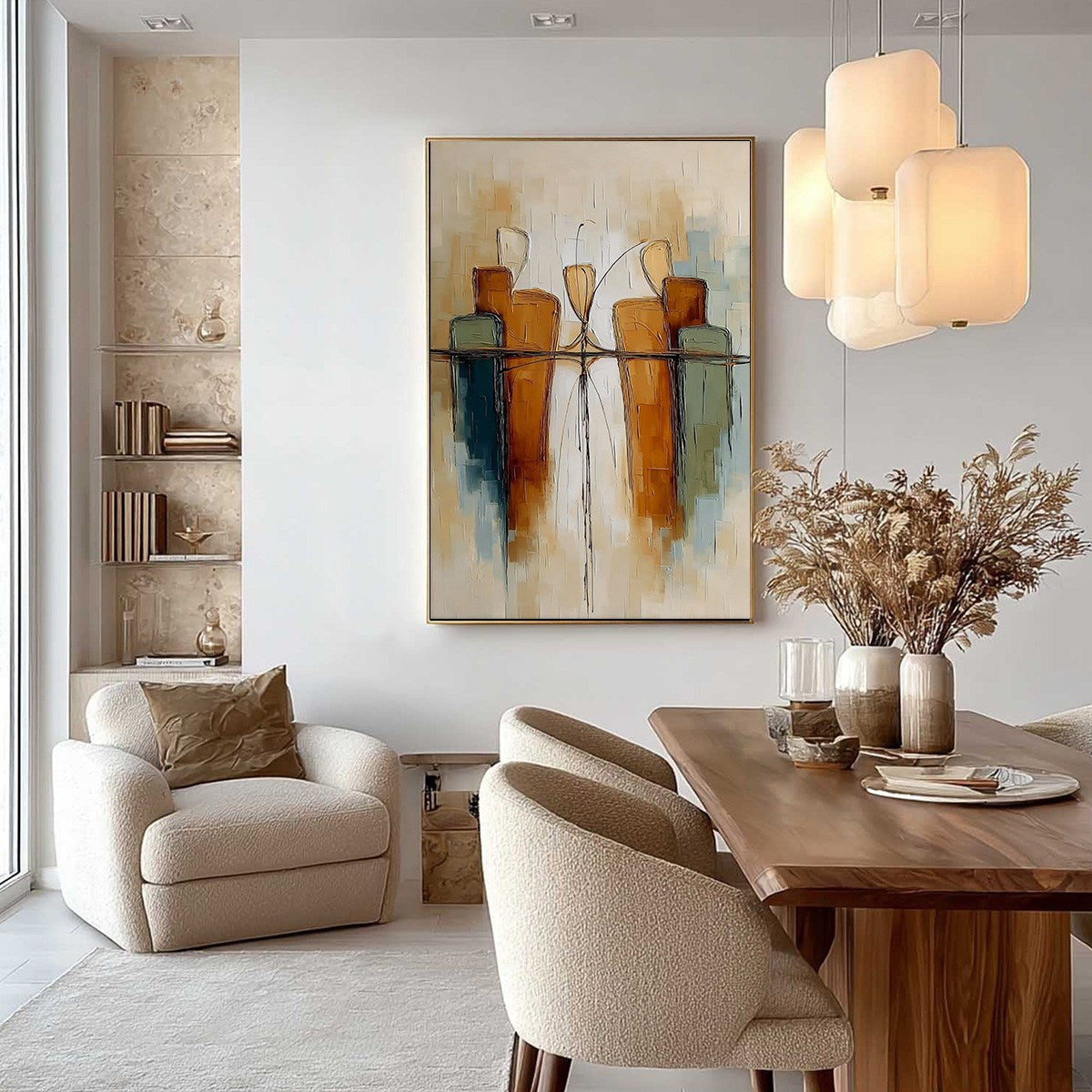 URBAN REFLECTIONS: Textured Abstract Cityscape Reflection Oil Painting