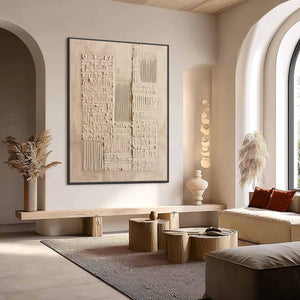 URBAN RELIC: Textured Minimalist Abstract Painting in Neutral Beige Tones