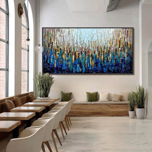 URBAN TWILIGHT: Heavily Textured Abstract Cityscape Oil Painting