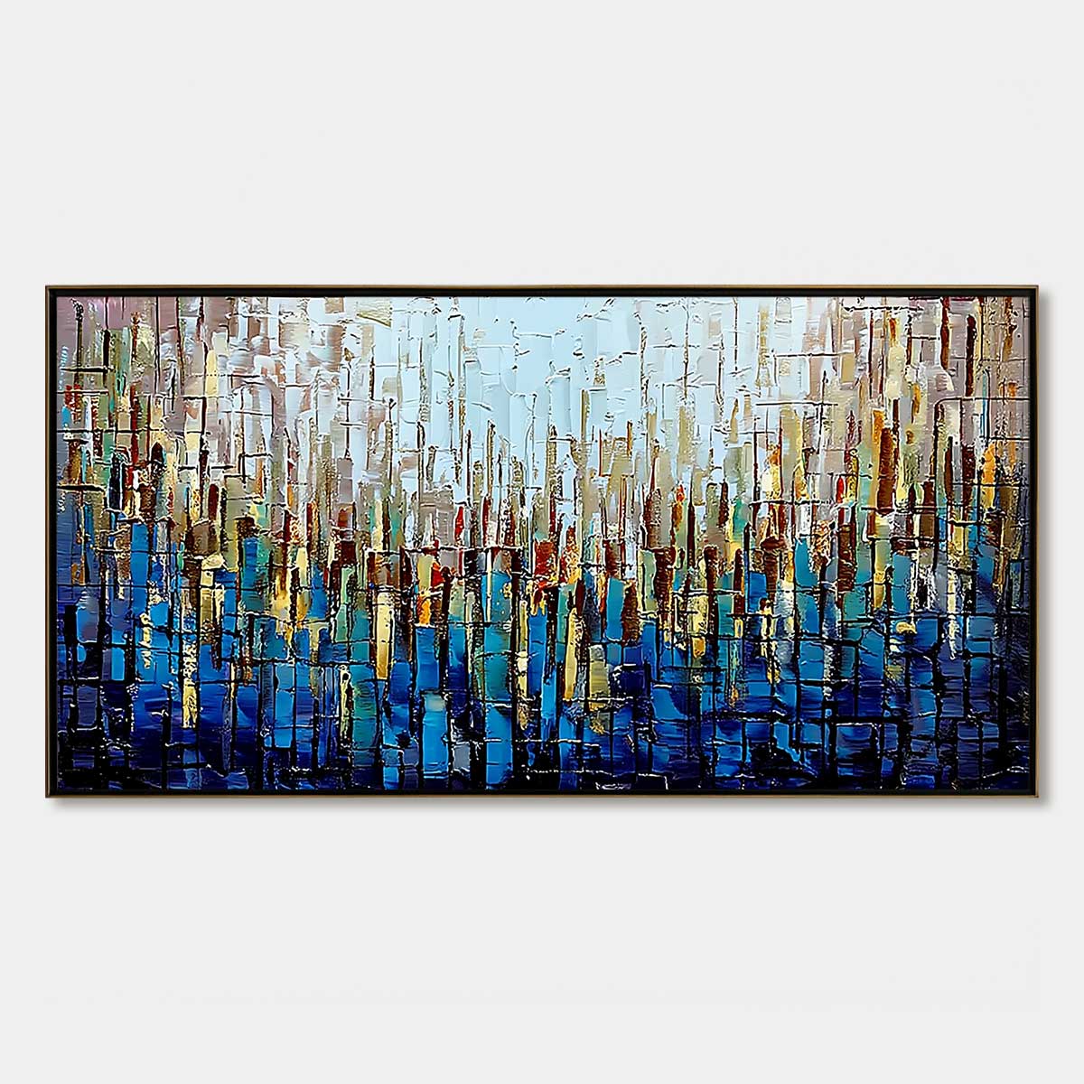 URBAN TWILIGHT: Heavily Textured Abstract Cityscape Oil Painting