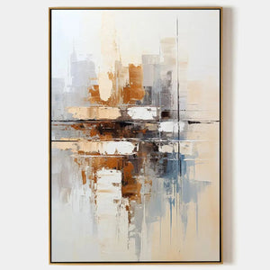 Beige Abstract Painting, Modern Wall Art, Textured Canvas, Vertical Artwork