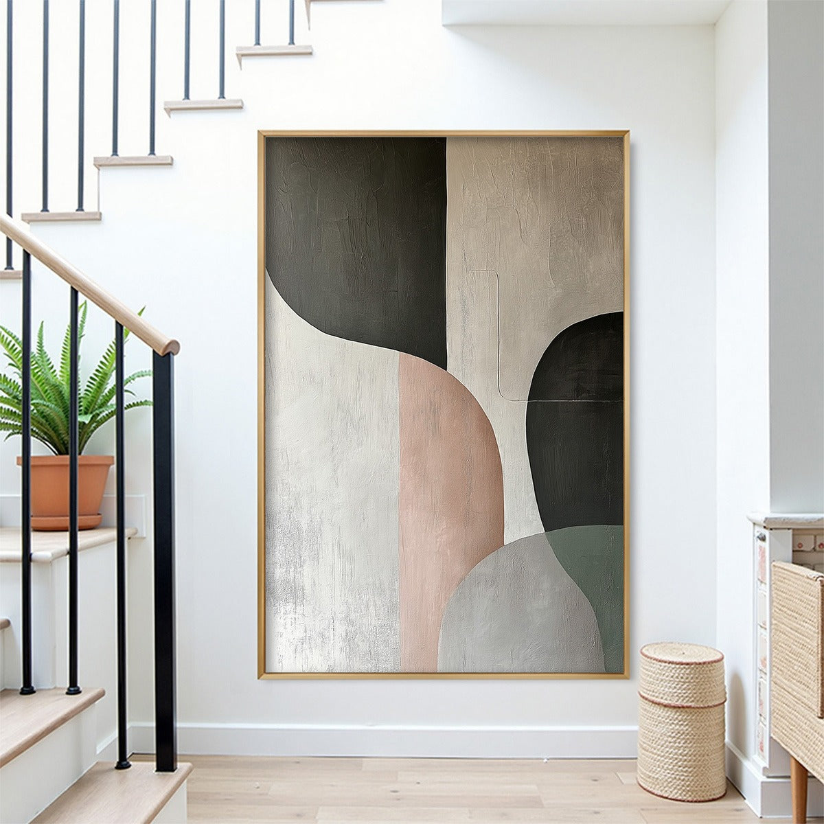 Urban Forms: Original Minimalist Abstract Oil Painting - Textured Geometric Wall Art Decor