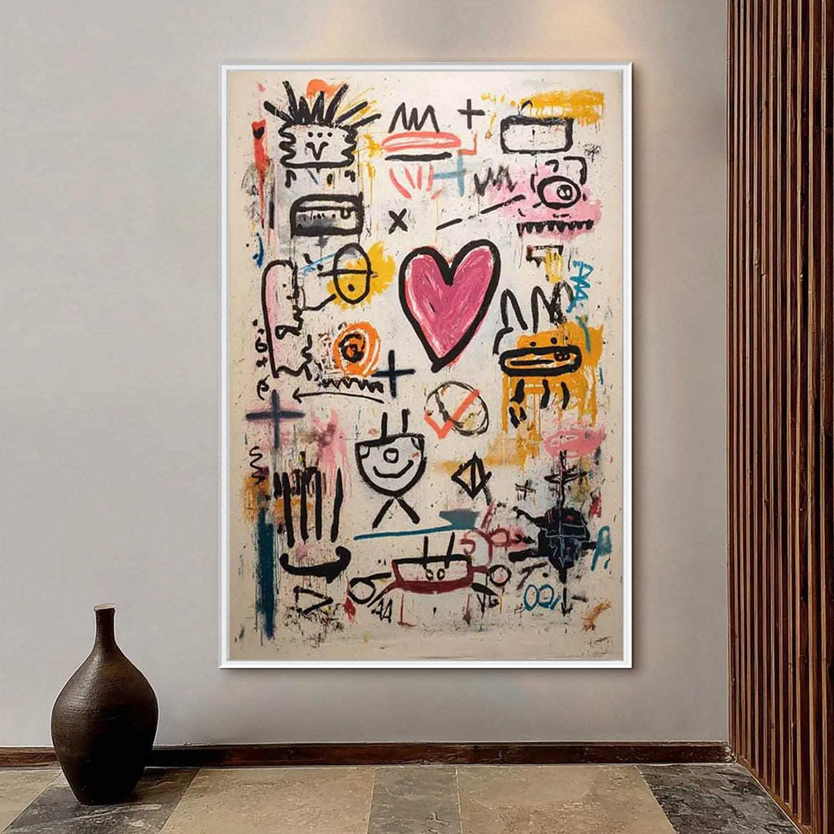 URBAN HEARTBEAT Graffiti-Style Abstract Oil Painting