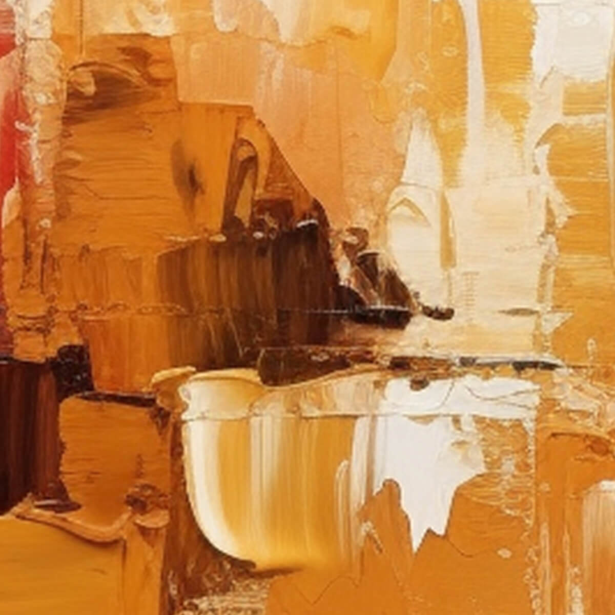 URBAN REFLECTIONS: Abstract Cityscape Impasto Oil Painting