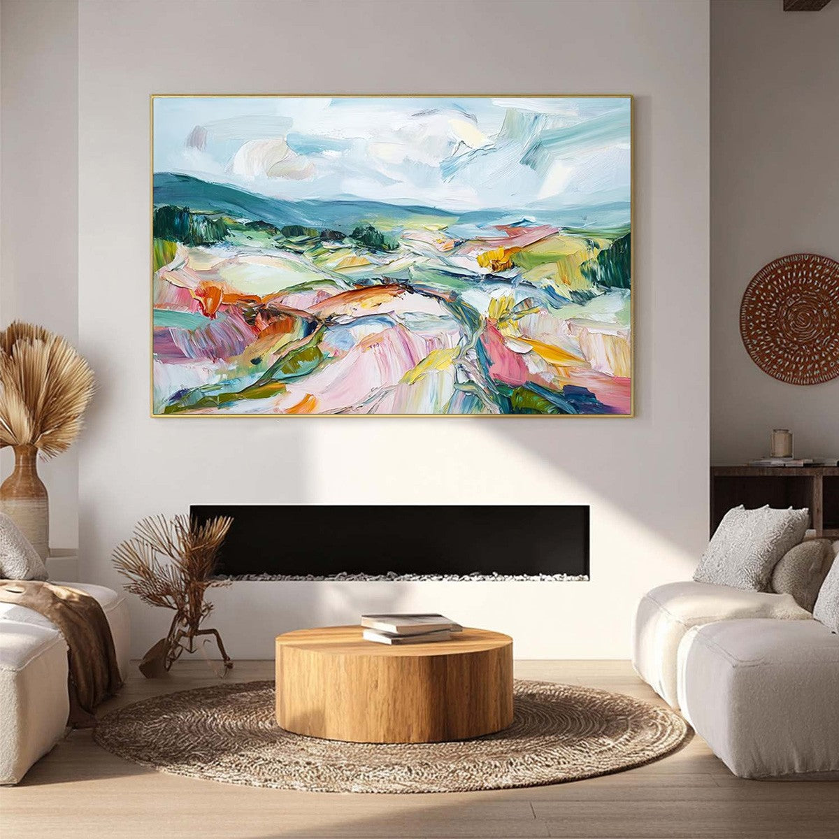 VALLEY IN BLOOM: Textured Palette Knife Abstract Landscape Painting