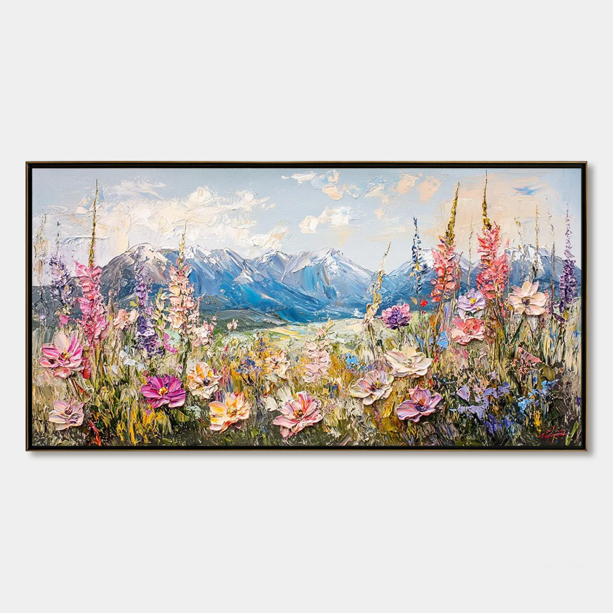 VALLEY BLOSSOM: Impasto Mountain Wildflower Painting