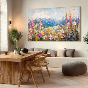 Valley Blossom impasto mountain wildflower oil painting on canvas