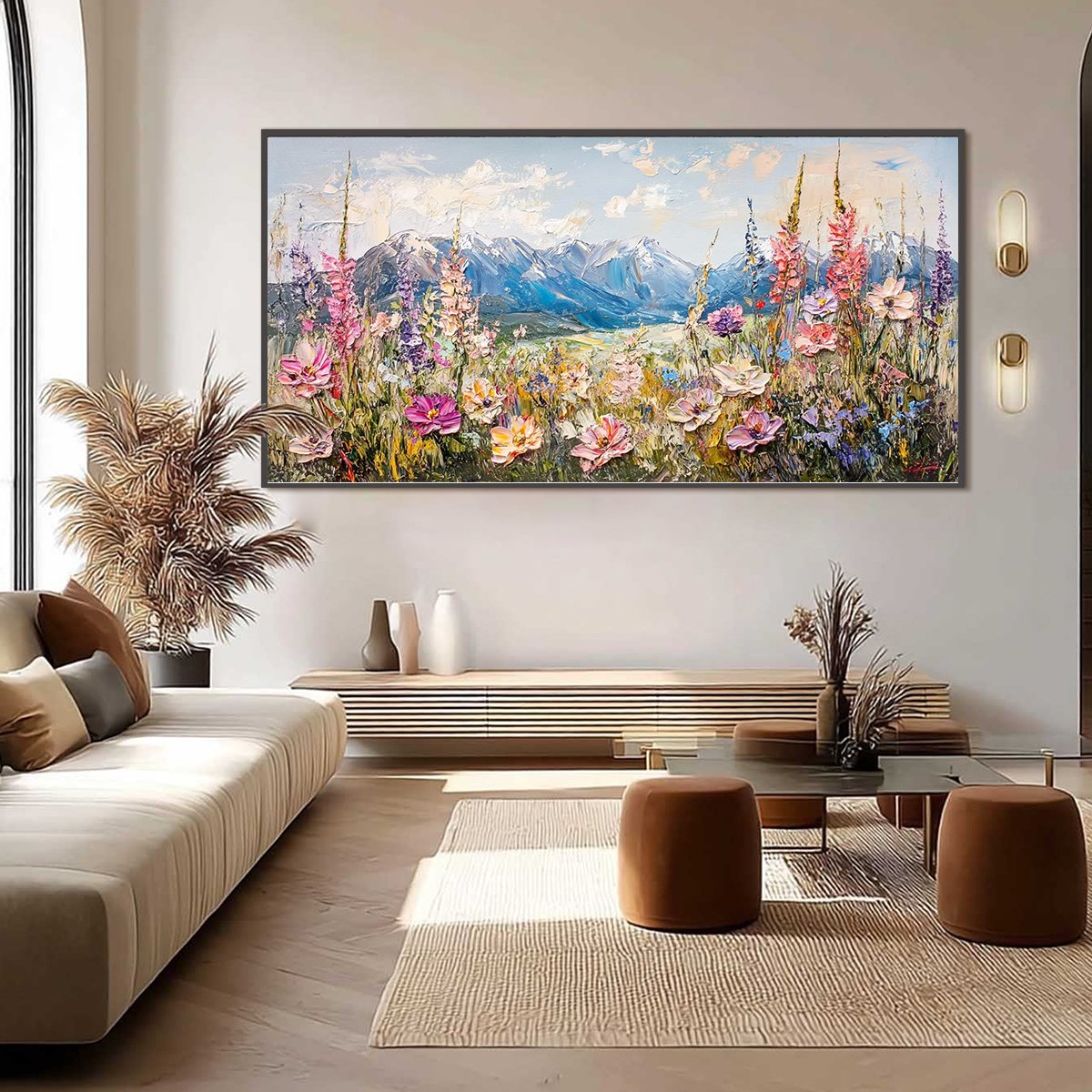 alley Blossom impasto mountain wildflower oil painting on canvas