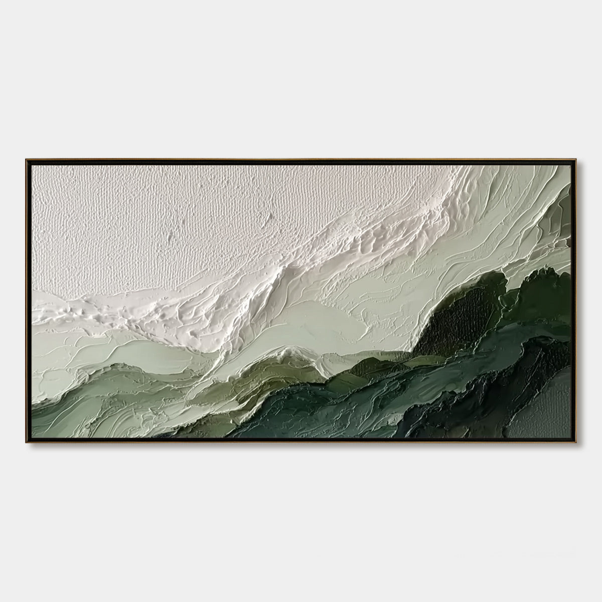 Verdant Ascent | Textured Green Mountain Landscape Painting
