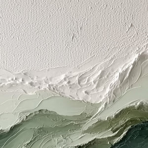 VERDANT ASCENT: Textured Wabi Sabi Mountain Landscape Painting