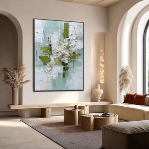 VERDANT BLOOM: Heavily Textured Abstract Floral Impasto Painting