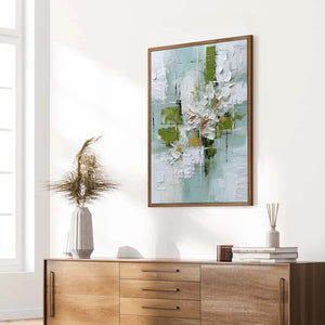VERDANT BLOOM: Heavily Textured Abstract Floral Impasto Painting
