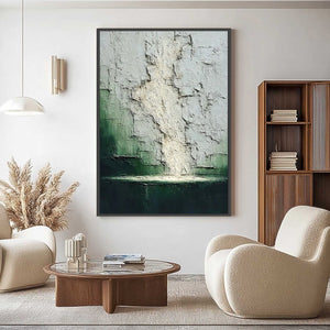 VERDANT CHASM: Textured Wabi Sabi Abstract Landscape Painting