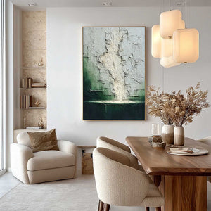 VERDANT CHASM: Textured Wabi Sabi Abstract Landscape Painting