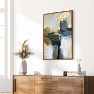 VERDANT ECHO: Textured Wabi Sabi Abstract Landscape Painting