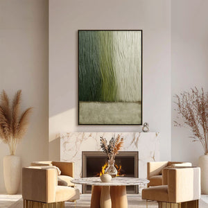 VERDANT GROOVE: Textured Wabi Sabi Abstract Landscape Painting