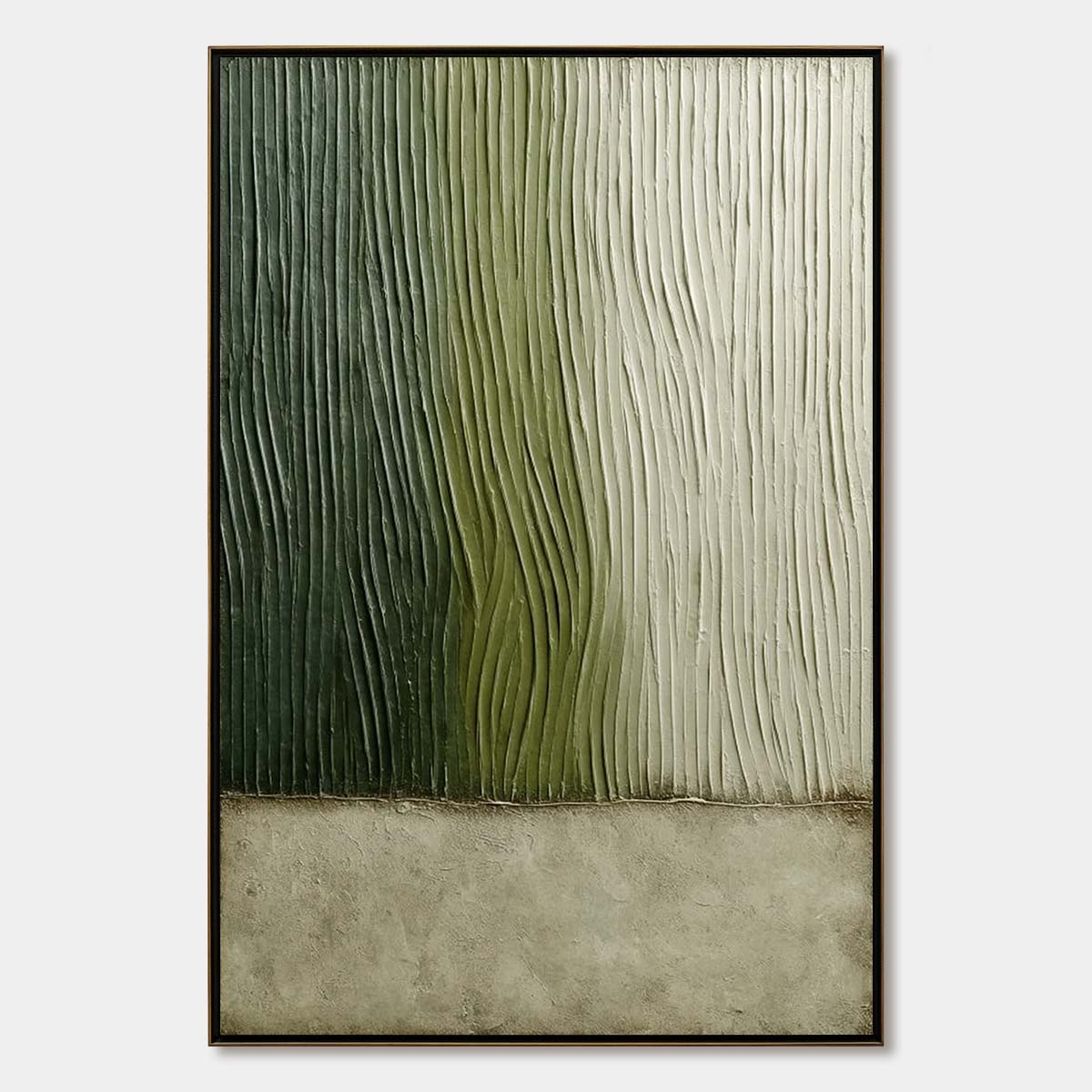 VERDANT GROOVE: Textured Wabi Sabi Abstract Landscape Painting