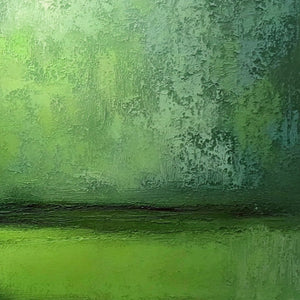 VERDANT HORIZON: Large Textured Green Abstract Landscape Painting