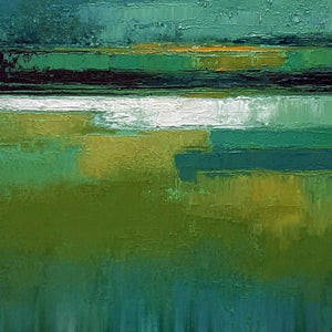 VERDANT HORIZON: Textured Wabi Sabi Abstract Landscape Painting