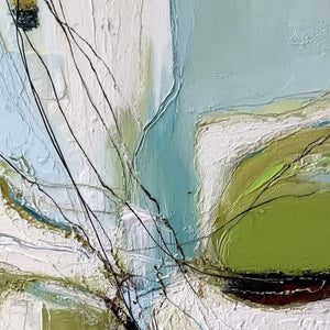 VERDANT NEXUS: Textured Abstract Painting with Green and Blue Hues