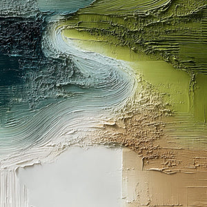 VERDANT PATH: Textured Wabi Sabi Abstract Landscape Painting