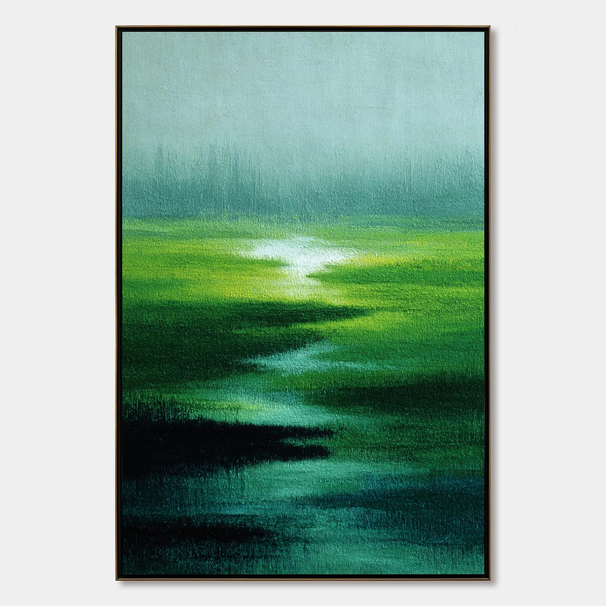 VERDANT REVERIE: Abstract Green Landscape Oil Painting